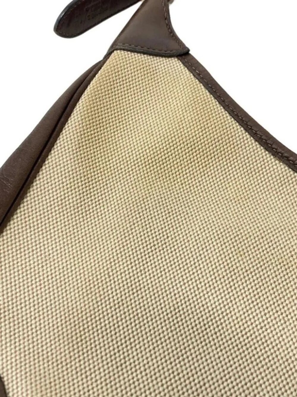 HERMES Trim 31 Cream Dark Brown Toile H Leather Square F Shoulder Bag - Picture 7 of 15